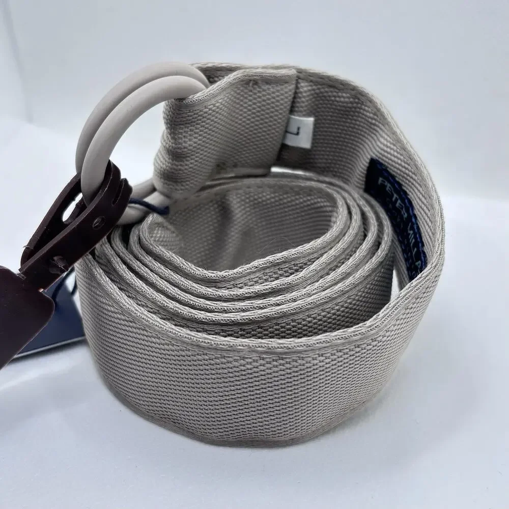 Peter Millar Crown Crafted Canvas Ring Belt Casual Golf Khaki Sz L